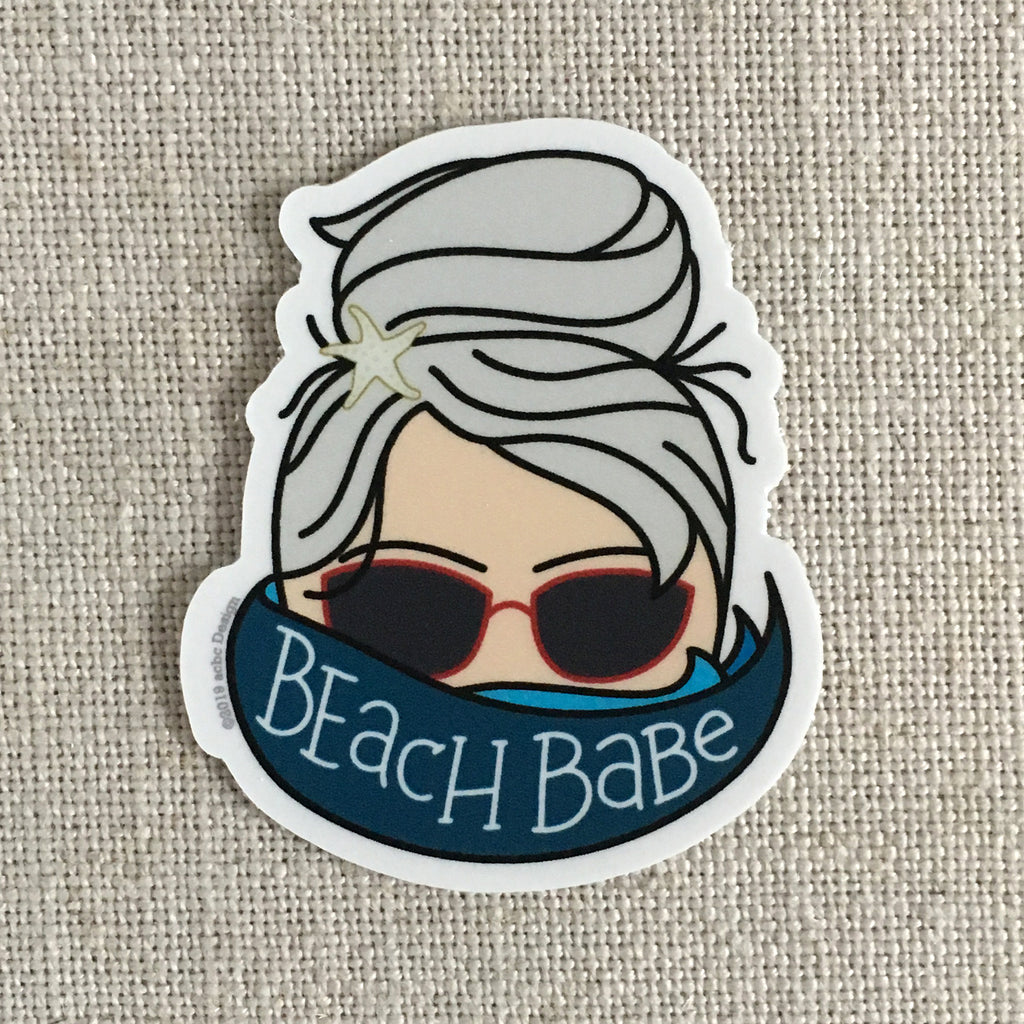 Beach Babe Gray Hair Vinyl Sticker