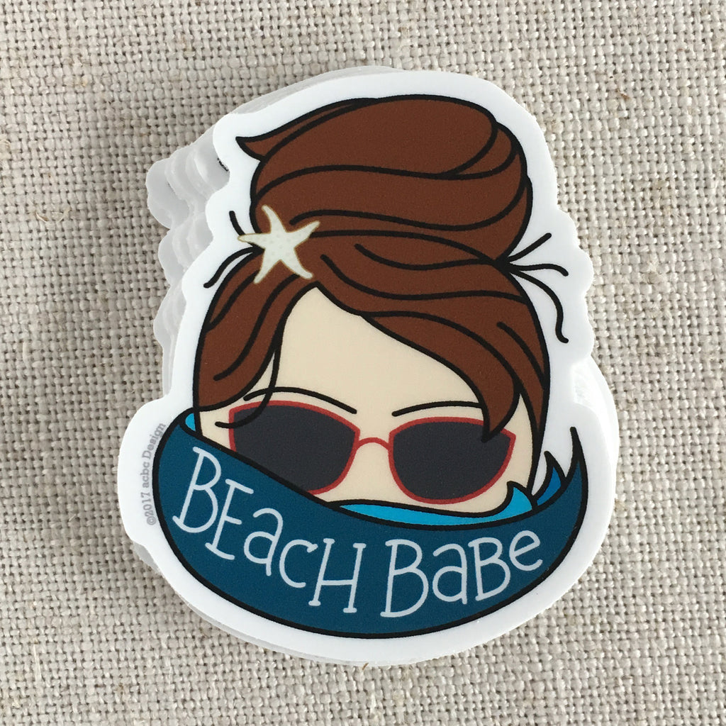 Beach Babe Brunette Vinyl Sticker