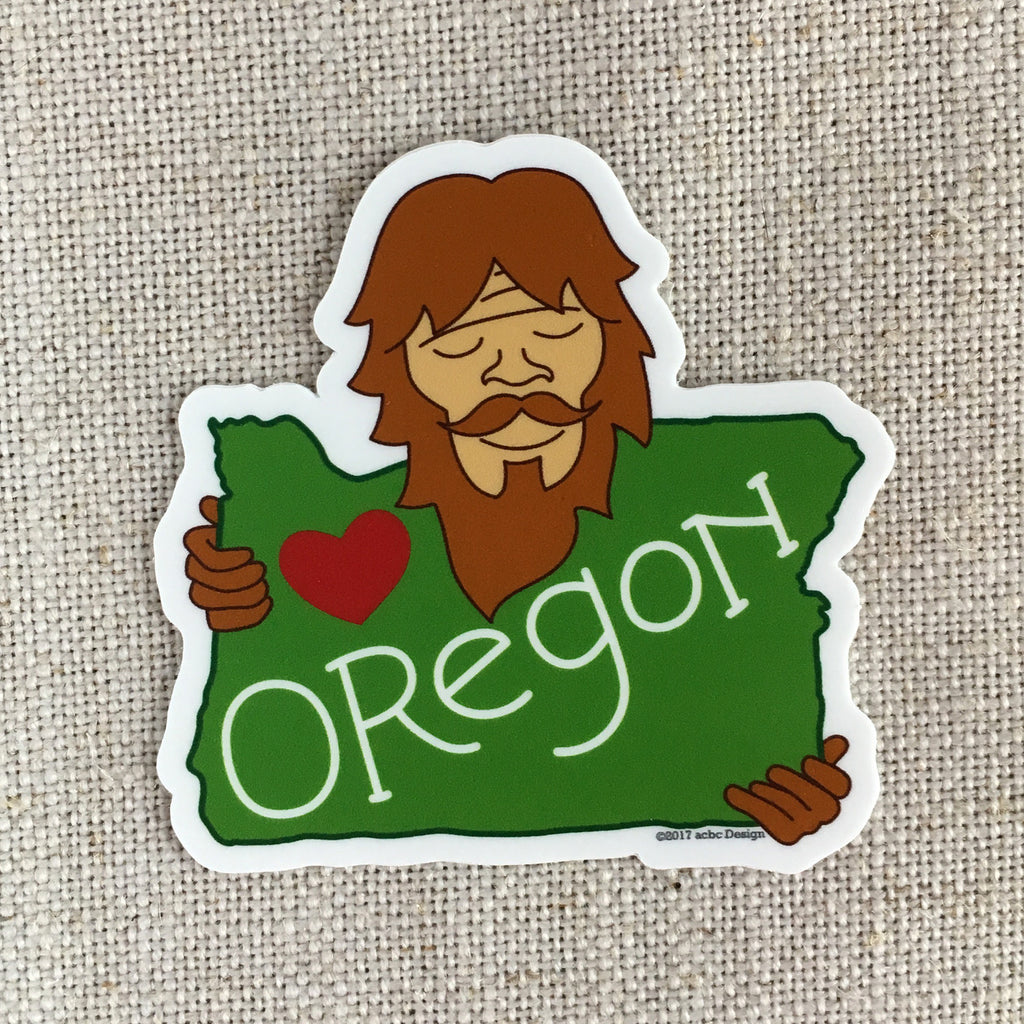 Bigfoot Loves Oregon Vinyl Sticker