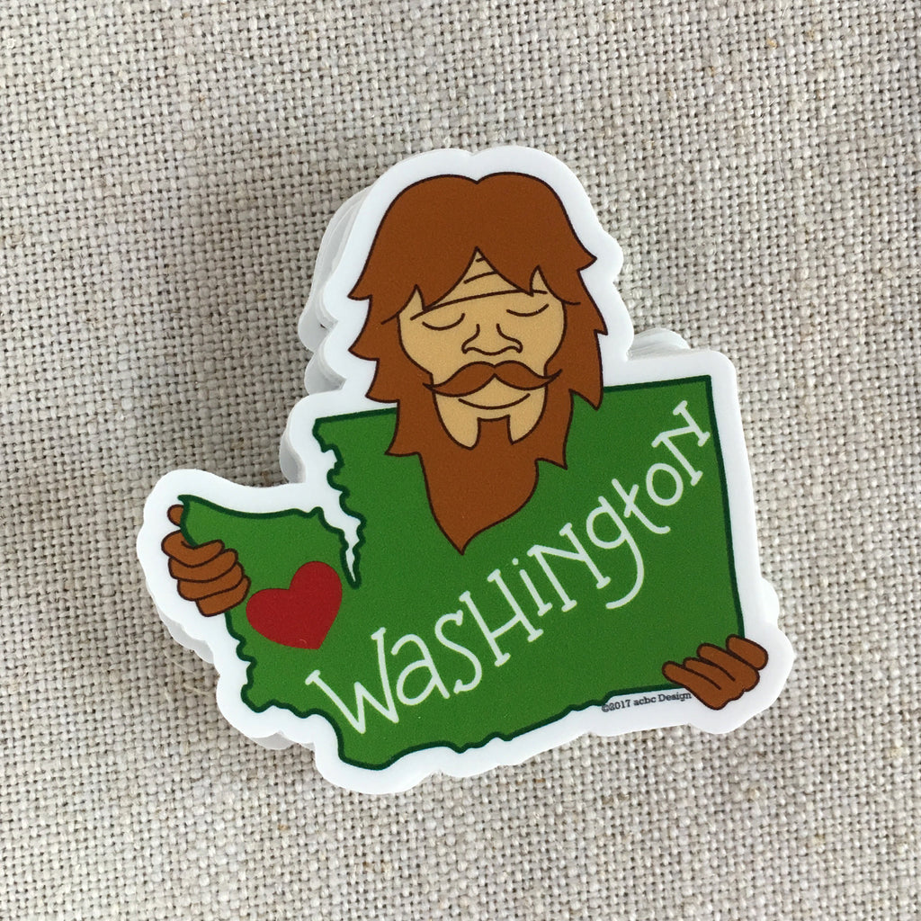 Bigfoot Loves Washington Vinyl Sticker