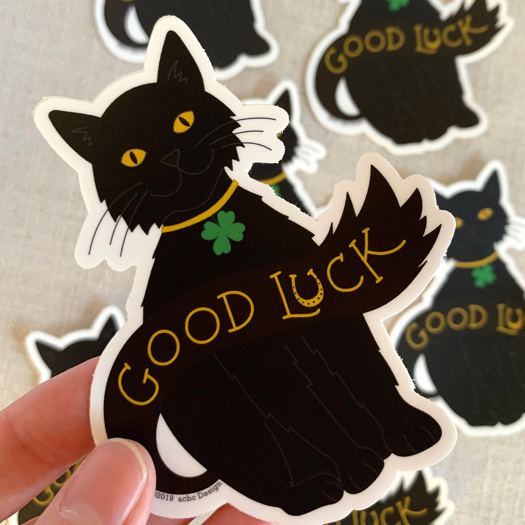 Good Luck Kitty Vinyl Sticker