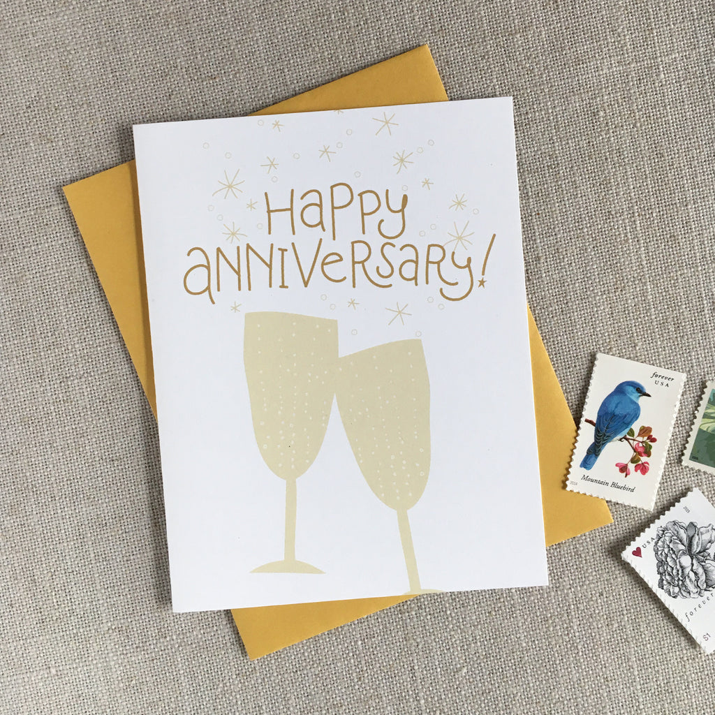 Champagne Toast Happy Anniversary Card